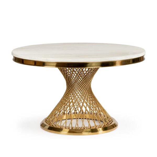 Stół Romance biały marmur / złota noga